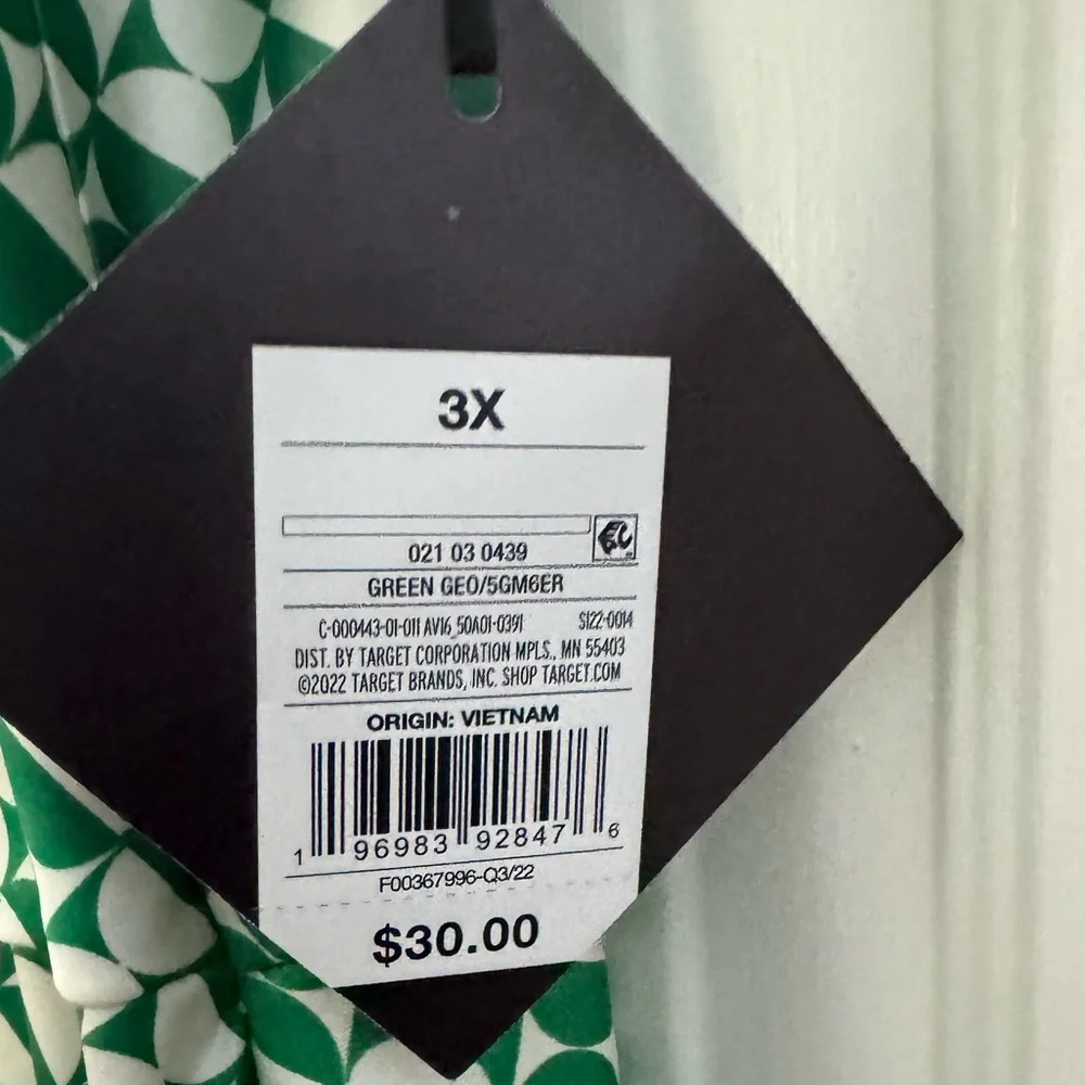 AVA & VIV Satin Graphic Spaghetti Strap Cowl Neck Rolled Hem Elastic Waist NWT - Picture 6 of 7
